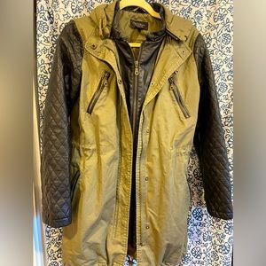 Victorias Secret Faux Leather Adirondack long hooded jacket XS